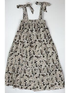 Aakaa Boho Floral Smocked Tiered Maxi Dress Womens S Tie Shoulder Cottagecore